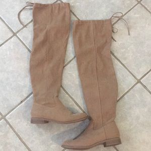 Tan Knee High BowTie Boots